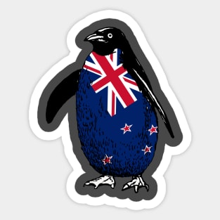 Cute New Zealand Penguin | Vintage Penguin Supporting New Zealand All The Way Sticker